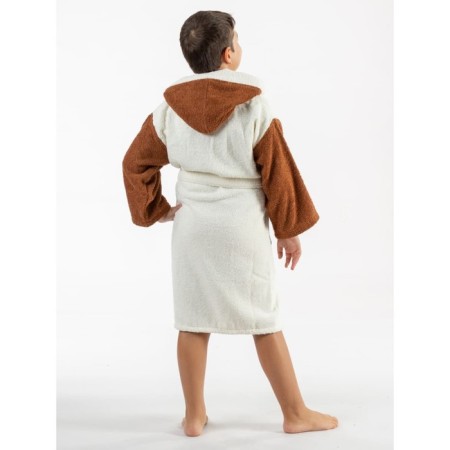 Terry robe for a boy, height 158-164 cm, milk color-1