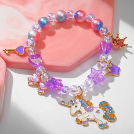 Bracelet Children's "Choszhulka" unicorn, stars, colored in gold