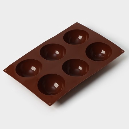 The form for baking is the “figure. Hemisphere ”, silicone, 27 × 18 × 3.5 cm, 6 cells (7x7x3.5 cm), color mix-4