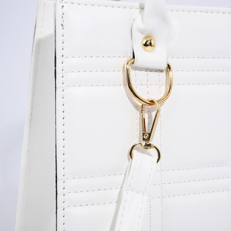 Bag Female Tout with zipper, white color-4