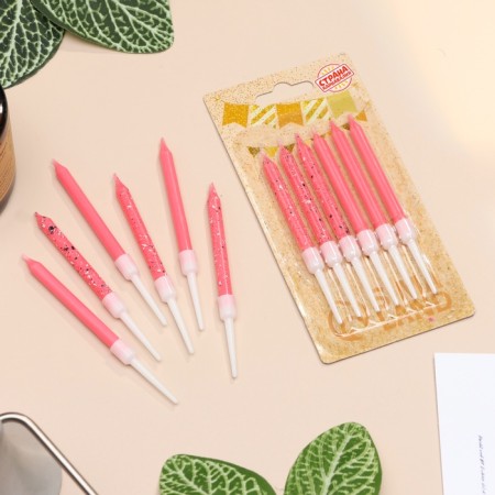 Candles for the cake "Brilliant party", 6 pcs, pink-1