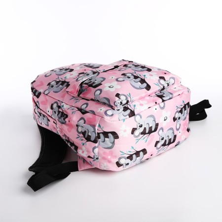 School backpack from textiles, 3 pockets, pink color-4