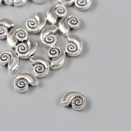 Bead for creativity metal "shell" silver 0.8x1 cm-1