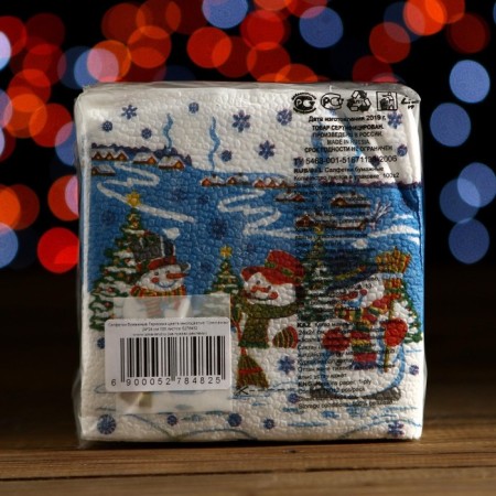 New Year's napkins Paper Harmony of color Multicompassion "Snowmen", 24*24 cm 100 sheets-4