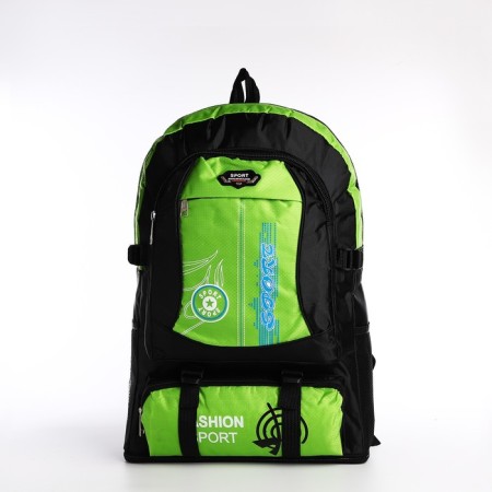 A thyroid backpack with an increase in 55l, 5 external pockets, green color