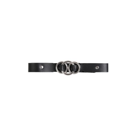 Pecado BDSM chocker, with tied rings, genuine leather, black-1