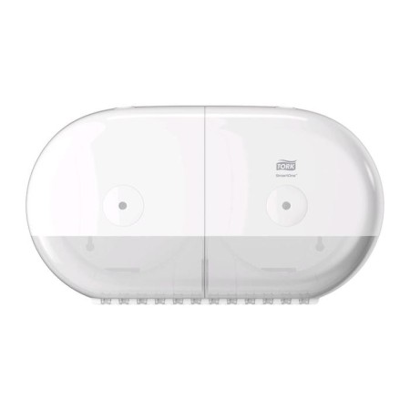 Double Dispenter for Tork Smartone toilet paper in mini-rolons, white color