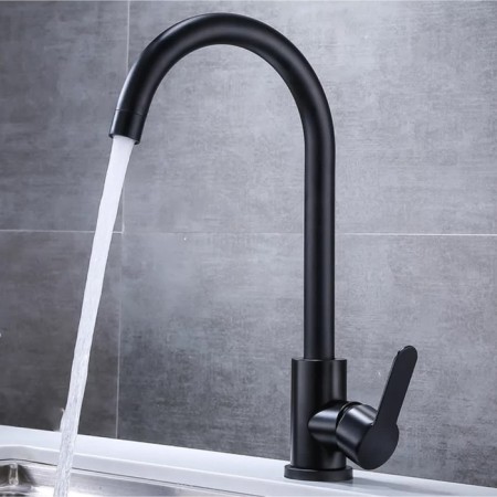 Fashun A54001-7 kitchen mixer, single-leaf, 35 mm cartridge, stainless steel, black-1
