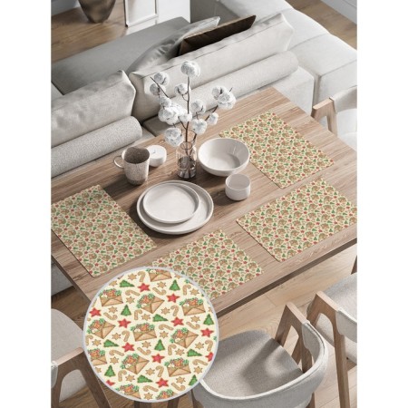 A set of napkins for setting the Christmas postcard, rectangular, rounded edges, size 30x46 cm, 4 pcs-1