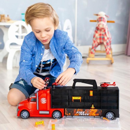Auto -Vorot Case Givito "Saluation Service", with cars, with tunnel, red color, 54 cm-8