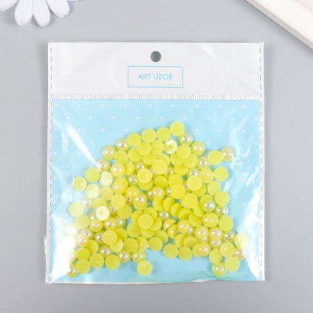 Decor for creativity plastic "Half of beads. Yellow" 20 g 0.8x0.8 cm-3