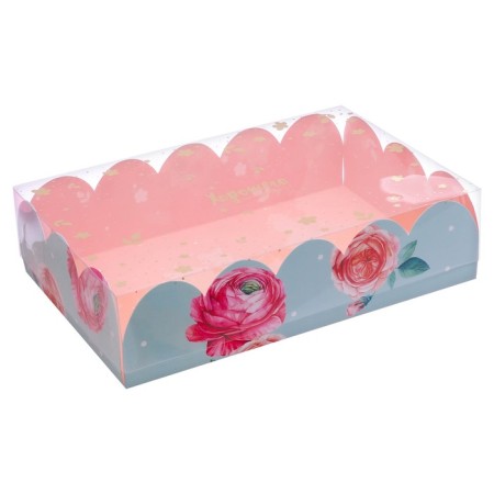 Cookie box, confectionery packaging with PVC lid, “your dreams”, 20 x 30 x 8 cm-1