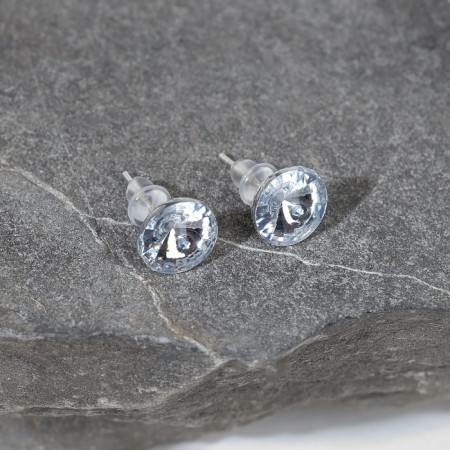 Set 2 objects: earrings, Antoinetta necklace crystals, white color in silver, 40 cm-1