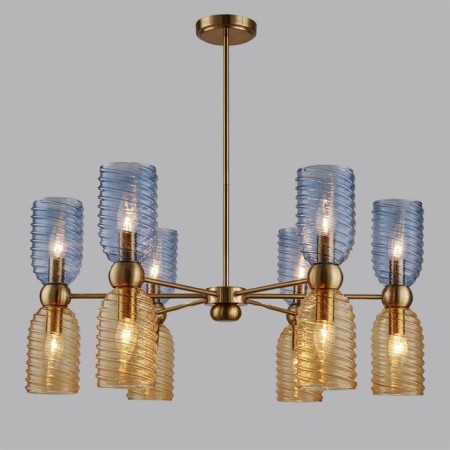 Cell chandelier Lumion. Monroe, 12x40W, E14, 510-710x740x740 mm, brass color