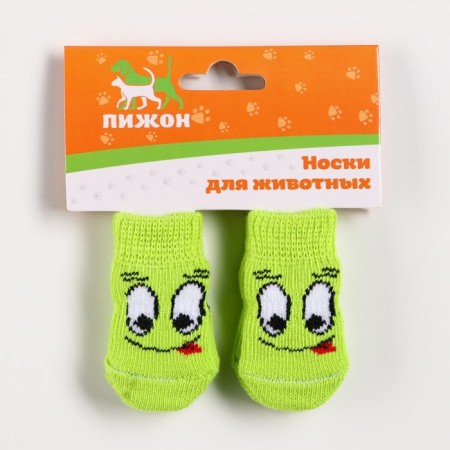 Nosks non -slip "smile", size S (2.5/3.5 * 6 cm), set 4 pcs, green-2