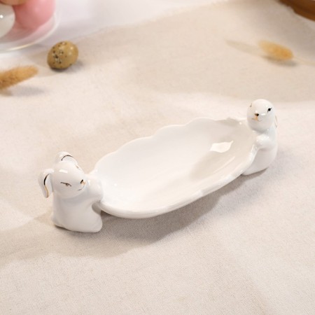 Bunny Golden Dolyana dish, 21 × 8 × 6 cm, white color-1
