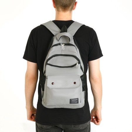 Youth backpack on lightning, 2 departments, 4 pockets, gray color-6