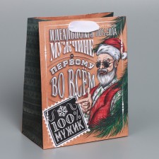 Craft vertical package “100% Man”, MS 18 x 23 x 10 cm, New Year