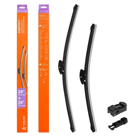 Airline wiper brushes, frameless 2 pcs, 3 types, 700/700 mm