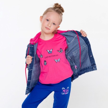 Denim jacket for girls, blue color, height 116 cm-4