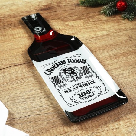 A plate in the form of a bottle "Happy New Year", 12 x 35 cm-2
