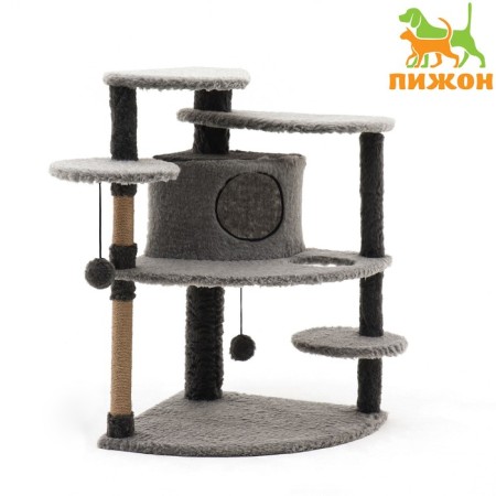 Complex for cats with claws, corner, collapsible, 60 x 60 x 92 cm, mix
