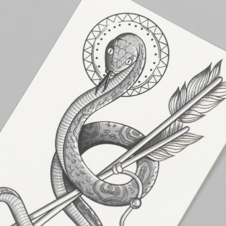 Black body tattoo "snakes with arrows" 10.5x6 cm-3