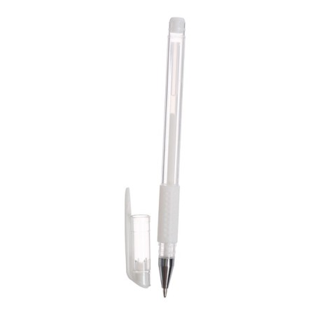 Gel pen, 0.5 mm, white, transparent case with a rubber holder-2
