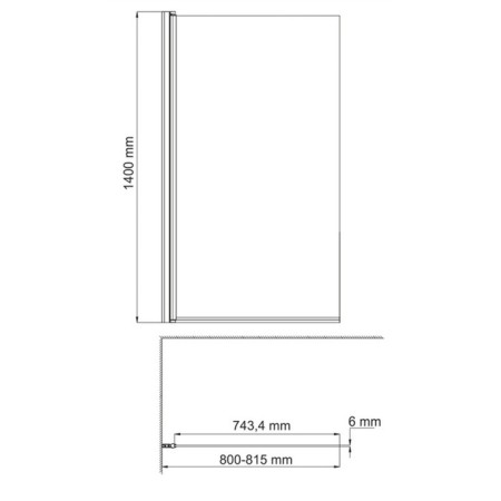 Shower curtain for the bath Wasserkraft Berkel 48P01-80Black, 800x1400 mm, matte, black-2