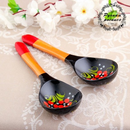 Spoon "Chernushka", salad, 6 × 21, Khokhloma-6