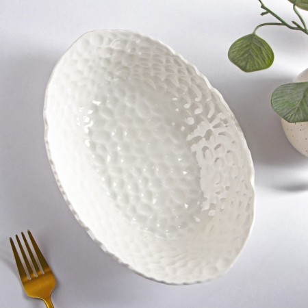 Ceramic oval "airiness", 600 ml, white, white-1