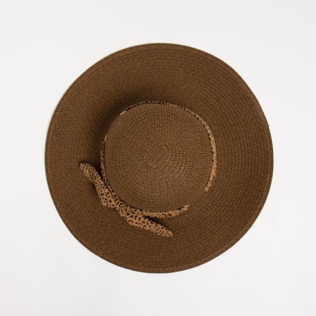 Women's hat Minaku "Leopard" Brown color, rr 56-58-3