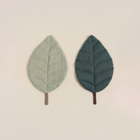 SLAR HOME-2 kitchen "Green Leaves" 26x18 cm, 100% flax, synthetic winterizer, 200g/m2-1