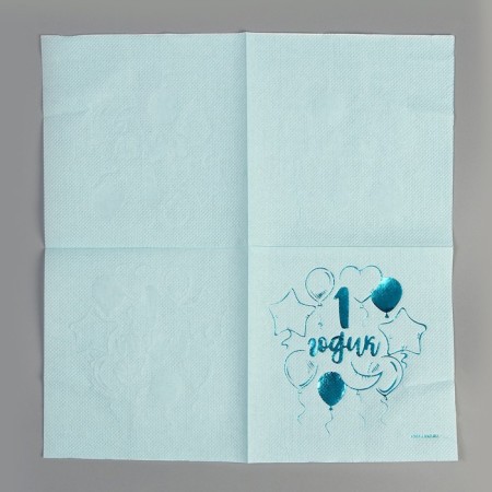 Set of dishes "1 year": napkins 20 pcs., Glasses 6 pcs., Plates 6 pcs., Golden embossing-8