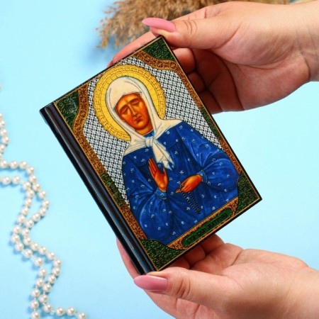 Casket "Matrona Moscow" 10 × 14 cm, lacquer miniature-2