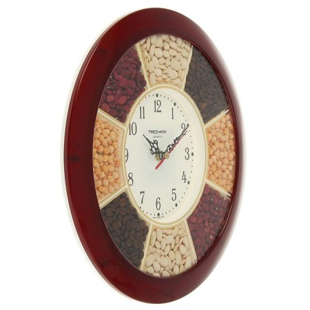 Wall clock, series: kitchen, "spices", d-29 cm, burgundy rim-5