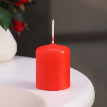 Candle cylinder, 4x5 cm, set 3 pcs, red-3