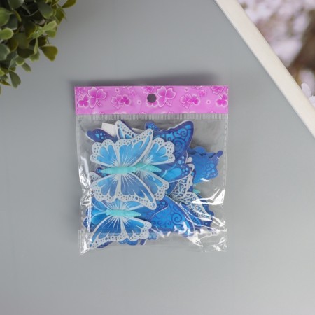 Magnet Plastic shines in the dark "Blue butterflies" double wings set 12 pcs-3