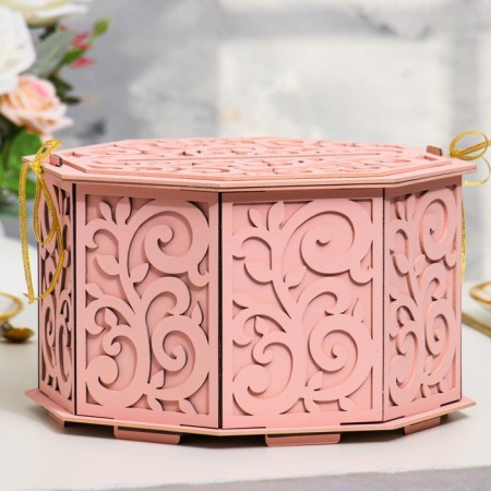 Family bank with monograms, powder, MDF, 27x27x16.5 cm-1