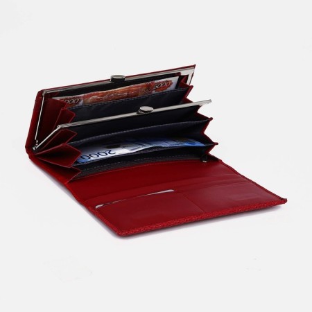 Women's wallet on magnets, burgundy color-2