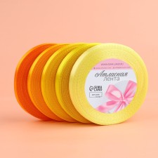 A set of satin ribbons, 5 pcs, size 1 tape: 10 mm × 23 ± 1 m, color yellow spectrum