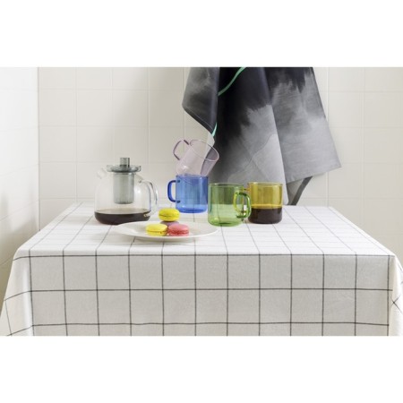 White cotton tablecloth in the Essential cage, size 170x250 cm-1