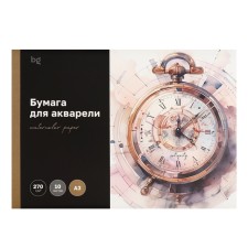 Бумага для акварели в папке А3, 10 листов, BG "Антикварные часы", 270 г/м2
