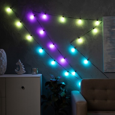 Smart garland “thread” 6 m with nozzles “matte bumps”, IP20, dark thread, 20 LED, glow RGB, USB-2