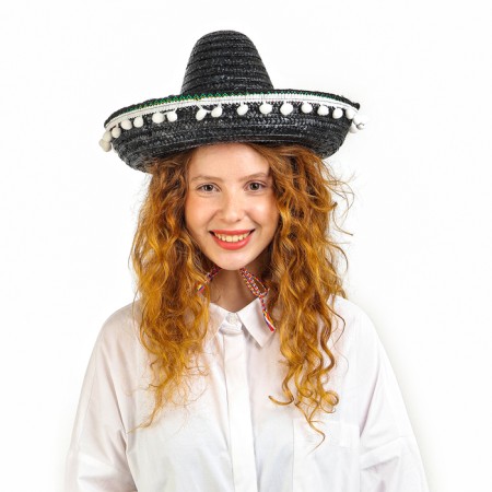 Carnival hat "Sombrero", black color-1
