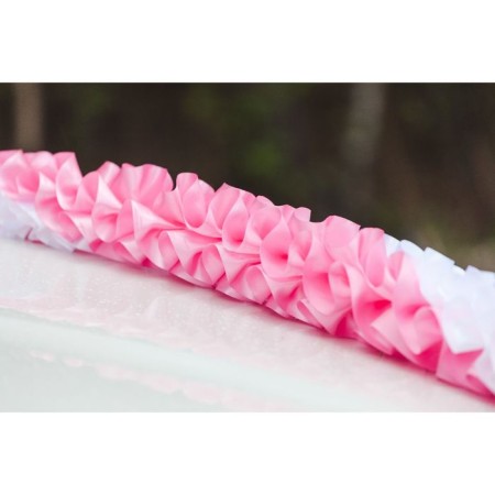 Tape "Wedding" on a hood for wedding cars, voluminous, white-pink, 3 m-2