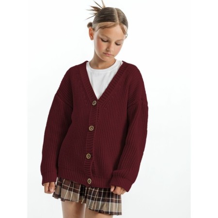 Children's cardigan, height 140 cm, burgundy color-7