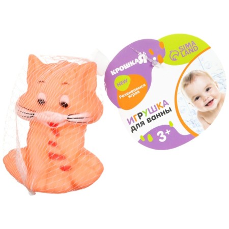 Rubber toy for the bathtub "cat", with a squeak, 1 pc, color mix, crumb I-23