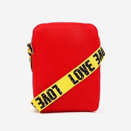 Bag's bag with lightning, long belt, red color-1