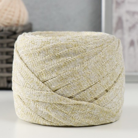 Knitted yarn "Ribbon" with Lurex 85m/170 ± 5 g (white, lurex: gold)